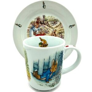 Beatrix Potter Peter Rabbit Porcelain Plate & Mug Set M.W. Reutter Cardew 2pc